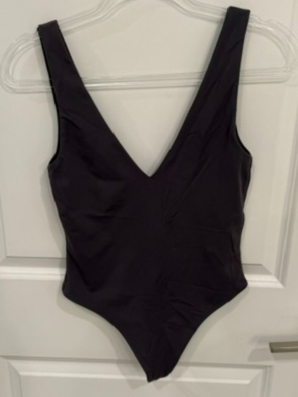 Aritzia Babaton Grey Contour V-Neck Bodysuit